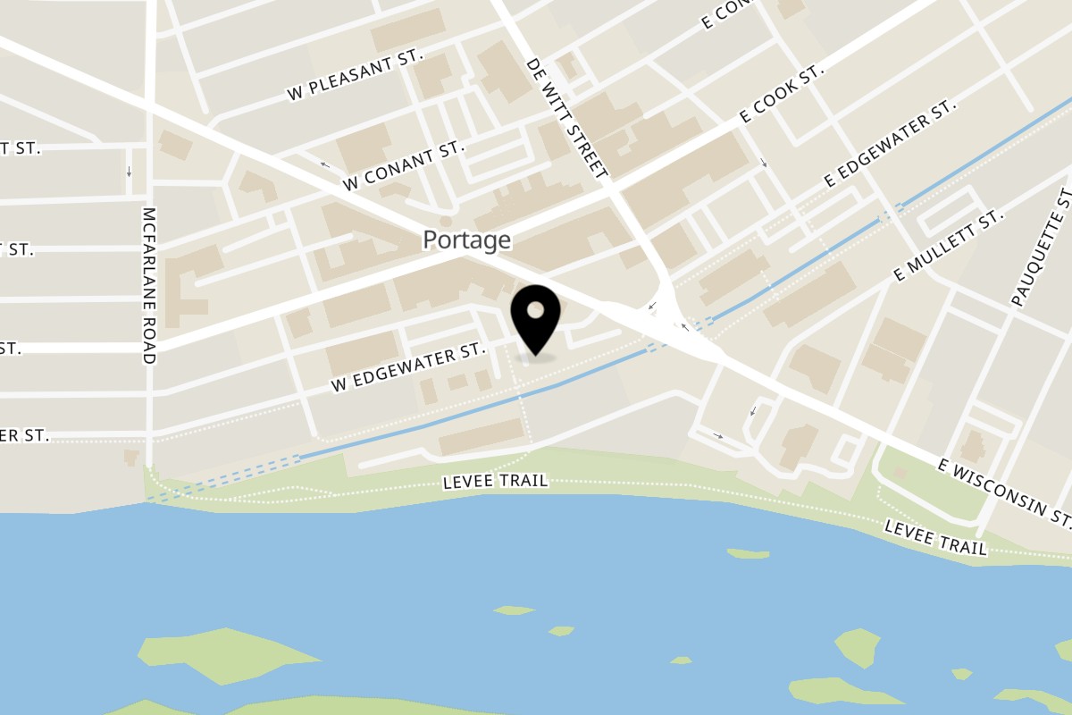 Map showing the location of Domino's Pizza Portage on 222 W Edgewater St in Portage