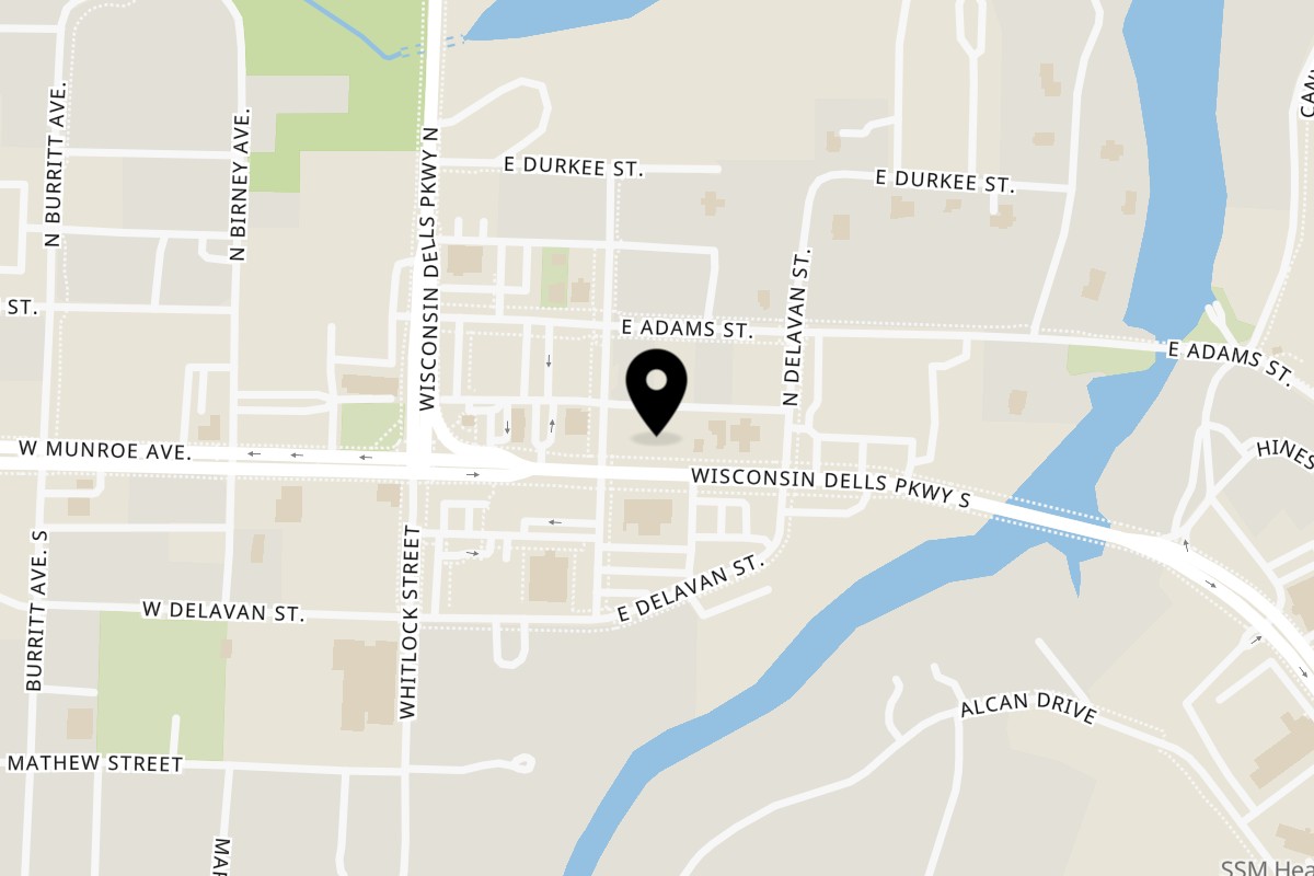 Map showing the location of Domino's Pizza Wisconsin Dells on 111 Wisconsin Dells Pkwy S in Wisconsin Dells